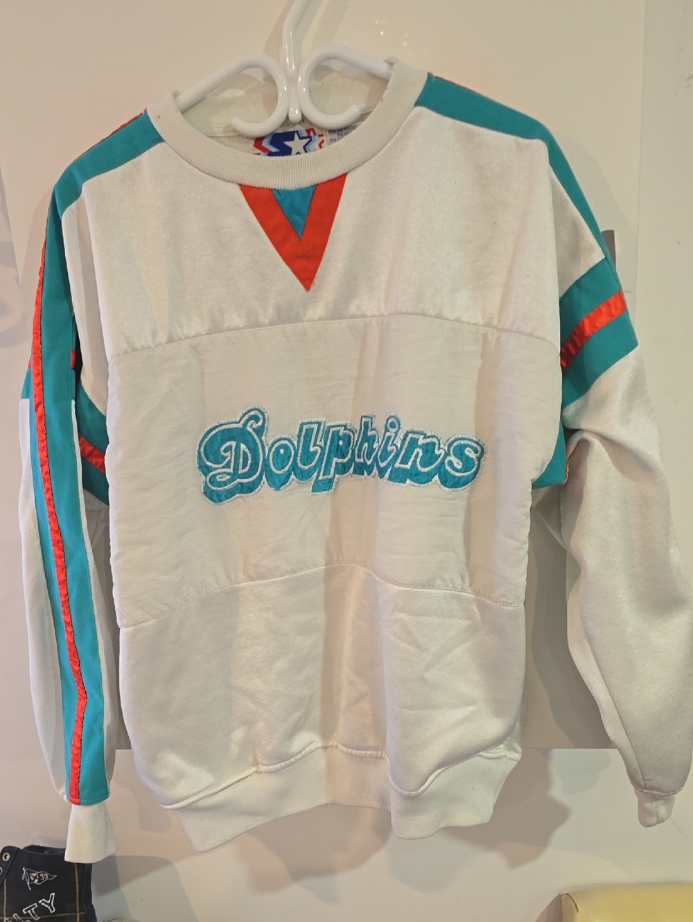 Vintage STARTER Miami Dolphins Sweatshirt with Teal & Orange Logo Accent